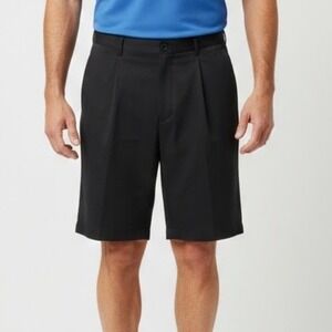 Chaps Golf Shorts Mens 32 Black Flat Front Performance Rayon Blend Activewear